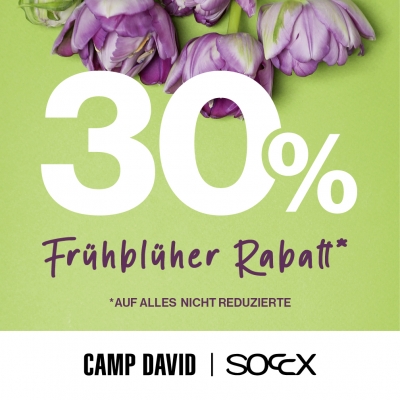 Aktion &quot;30% FRÜHBLÜHER RABATT&quot; Camp David Soccx